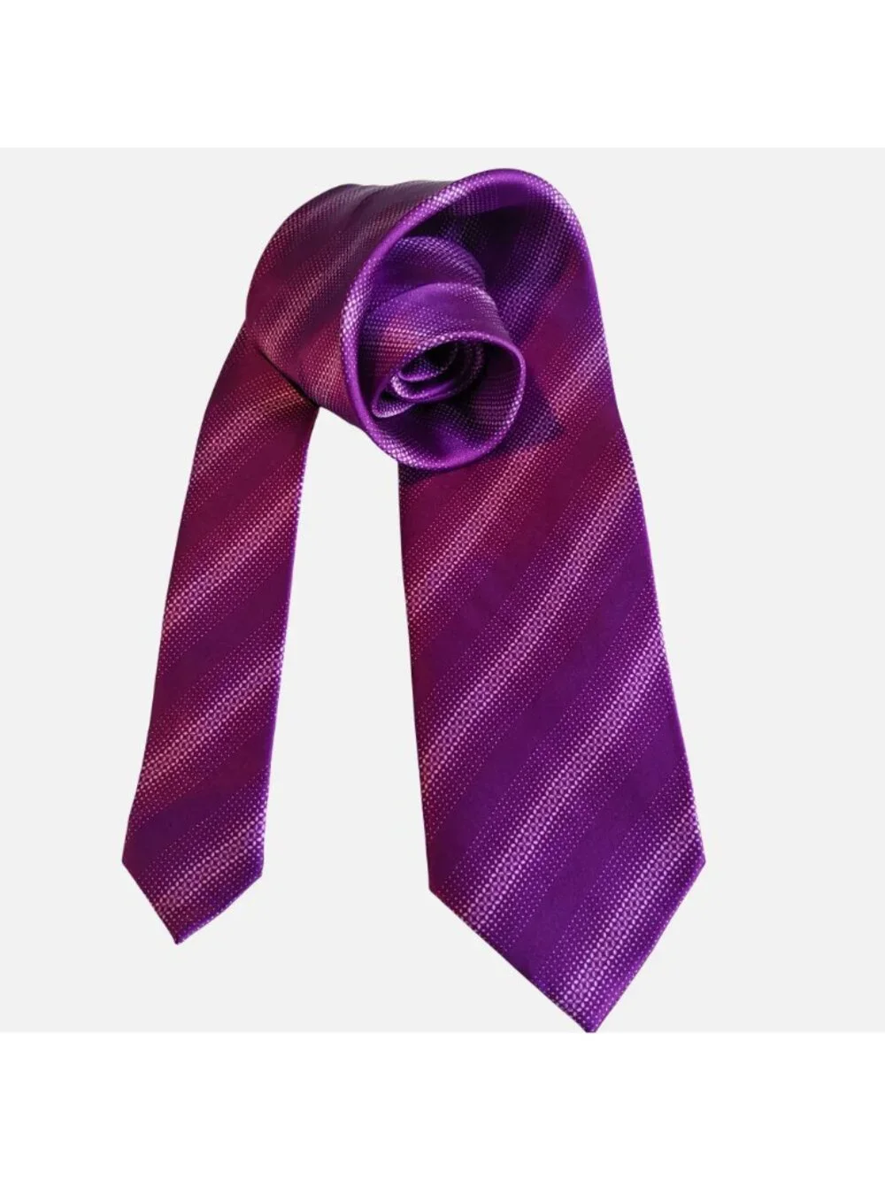 Brioni Handmade Silk Tie Purple Orchid Diagonal Stripe Woven Italy Luxury CEO